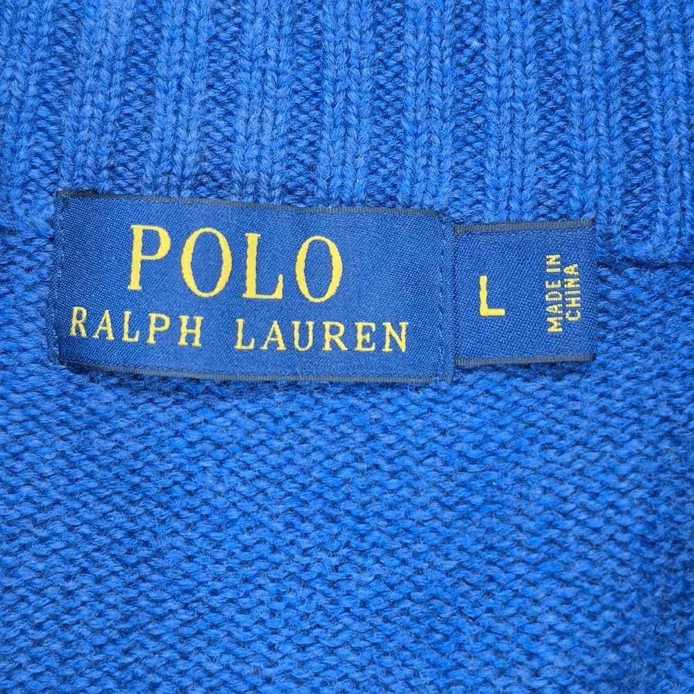 Polo Ralph Lauren 1/4 Zip Sweater Mens Large Blue Cotton Pullover